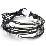 Bohemia Leather Bracelet for Women with Geometric Metal Beads
