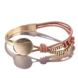 Bohemia Leather Bracelet for Women with Geometric Metal Beads