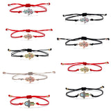 Zirconia Fatima Hand Braided Bracelet Hamsa Evil Eye Pendant