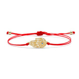 Zirconia Fatima Hand Braided Bracelet Hamsa Evil Eye Pendant