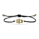 Zirconia Fatima Hand Braided Bracelet Hamsa Evil Eye Pendant