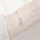 Silver Moonstone Heart Charm Bracelet Bangle For Women Girls Girlfriend