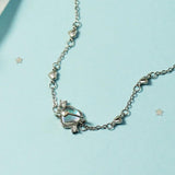 Silver Moonstone Heart Charm Bracelet Bangle For Women Girls Girlfriend