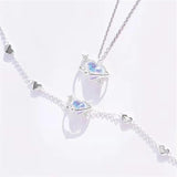 Silver Moonstone Heart Charm Bracelet Bangle For Women Girls Girlfriend