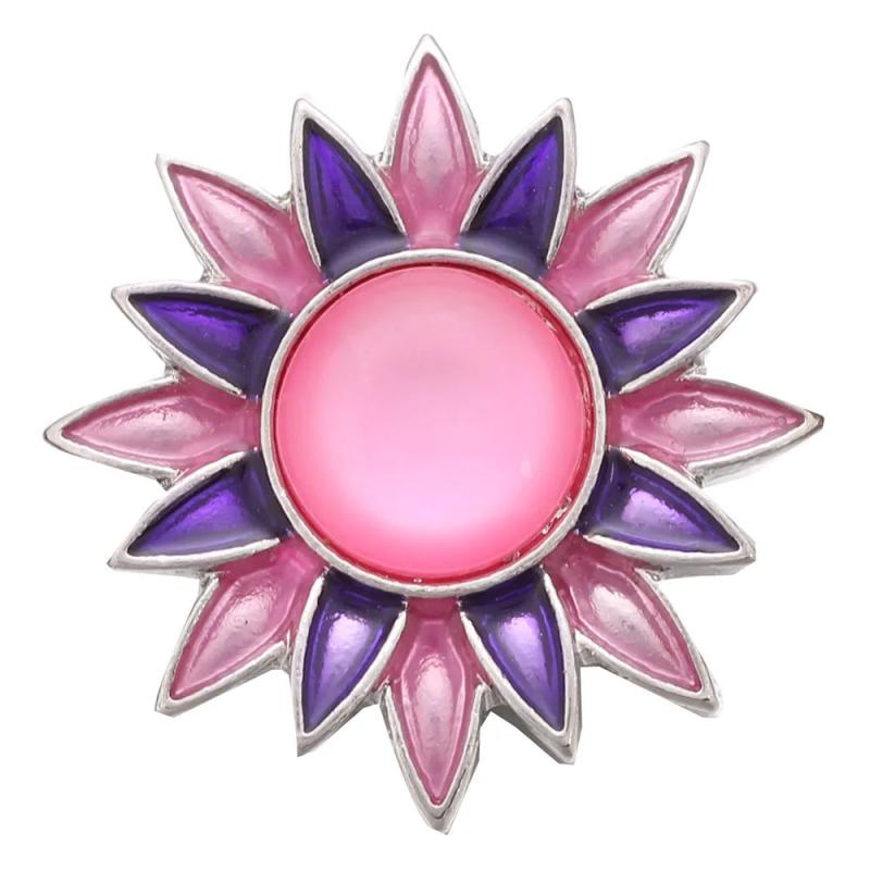 6pcs Pink Crystal 18mm Snap Buttons Round Snaps DIY Snap Bracelets & Bangles