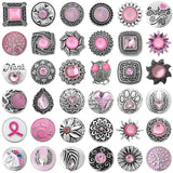 6pcs Pink Crystal 18mm Snap Buttons Round Snaps DIY Snap Bracelets & Bangles