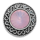 6pcs Pink Crystal 18mm Snap Buttons Round Snaps DIY Snap Bracelets & Bangles