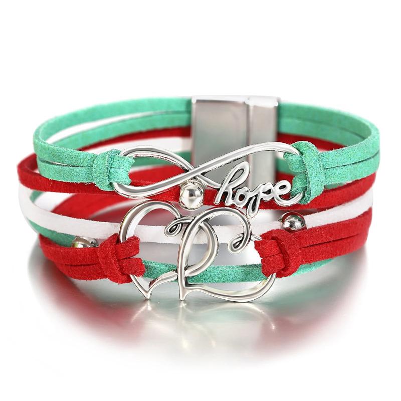 Infinity Charm Heart Leather Bracelet Boho Beads Wrap Bracelet Christmas Jewelry
