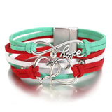 Infinity Charm Heart Leather Bracelet Boho Beads Wrap Bracelet Christmas Jewelry