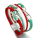 Infinity Charm Heart Leather Bracelet Boho Beads Wrap Bracelet Christmas Jewelry