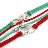 Infinity Charm Heart Leather Bracelet Boho Beads Wrap Bracelet Christmas Jewelry
