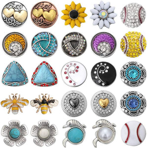 5pcs 18mm Rhinestone Mixed Flower Snap Buttons