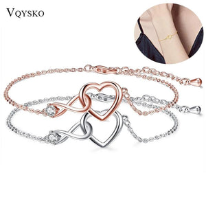 Women's Rhinestone Infinity Love Heart Bracelet Jewelry