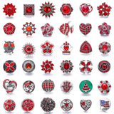5pcs Red Crystal Heart Snap Buttons DIY Charms 18mm Snap Button Bracelet