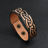 Vintage Celtic Knot Leather Bracelet For Men Stainless Steel Woven Bracelet