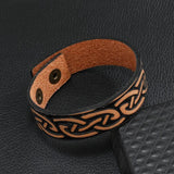 Vintage Celtic Knot Leather Bracelet For Men Stainless Steel Woven Bracelet
