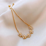 Rhinestone Flower Charm Bracelet for Women Party