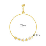 Rhinestone Flower Charm Bracelet for Women Party