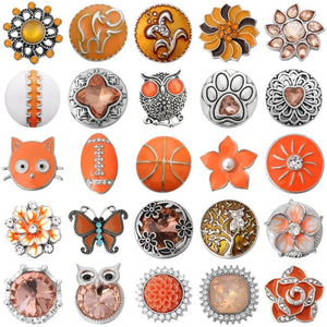 6pcs Yellow Orange Snap Rhinestone Flower 18mm Snap Buttons Jewelry