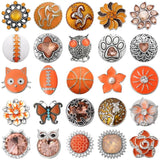6pcs Yellow Orange Snap Rhinestone Flower 18mm Snap Buttons Jewelry