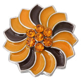 6pcs Yellow Orange Snap Rhinestone Flower 18mm Snap Buttons Jewelry