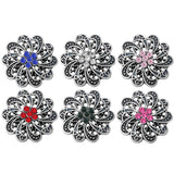 6pcs Rhinestone Flower Snap Buttons for Snap Jewelry