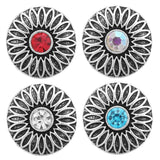 5pc Snap Jewelry 18mm Snap Buttons Mixed Rhinestone Metal Flower Snaps