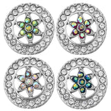5pc Snap Jewelry 18mm Snap Buttons Mixed Rhinestone Metal Flower Snaps