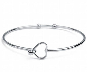 2pcs/lot Heart Charm Stainless Steel Bracelet