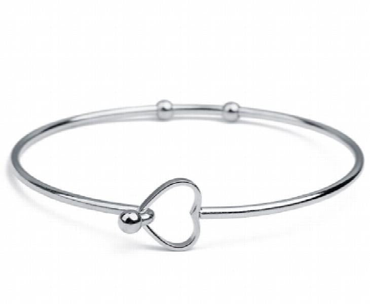 2pcs/lot Heart Charm Stainless Steel Bracelet