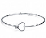 2pcs/lot Heart Charm Stainless Steel Bracelet