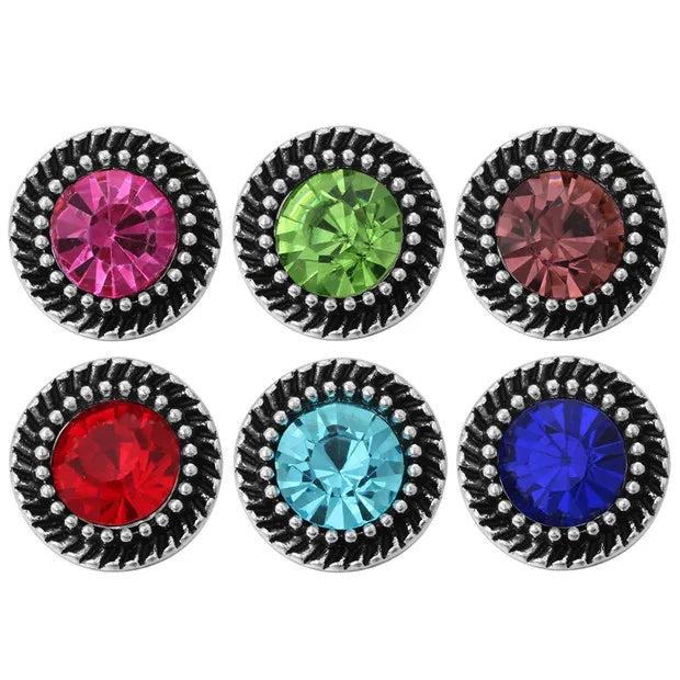 10pcs Crystal Vintage Snap Buttons 12MM Geometric Shapes