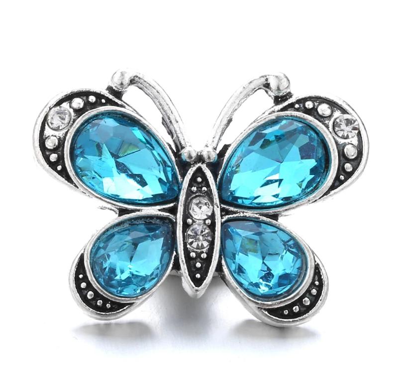 5pcs Light Crystal Butterfly Cat Snap Buttons DIY Charms 18mm Bracelet Bangle