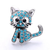 5pcs Light Crystal Butterfly Cat Snap Buttons DIY Charms 18mm Bracelet Bangle