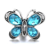 5pcs Light Crystal Butterfly Cat Snap Buttons DIY Charms 18mm Bracelet Bangle