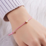 Braided Rope Heart Charm Bracelet Wish Card Friendship Jewelry