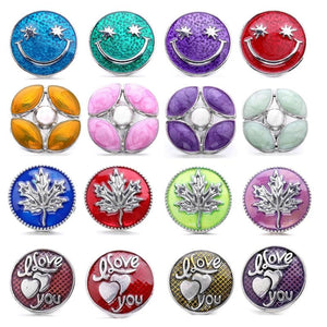 5pcs 18mm Snap Jewelry Metal Leaves Love Heart Charms for Women