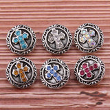 10pcs Rhinestone Cross Metal Snap Button Fit 12mm Snap Bracelet