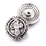 10pcs Rhinestone Cross Metal Snap Button Fit 12mm Snap Bracelet