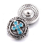 10pcs Rhinestone Cross Metal Snap Button Fit 12mm Snap Bracelet