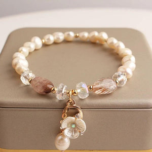 Charm Pearl Bracelet with Crystal Pendant for Women