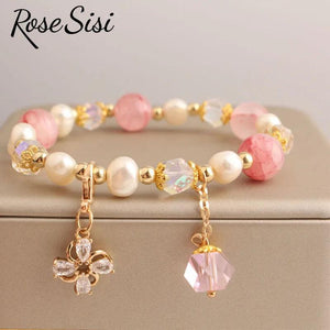 Charm Pearl Bracelet with Crystal Pendant for Women