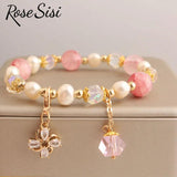 Charm Pearl Bracelet with Crystal Pendant for Women