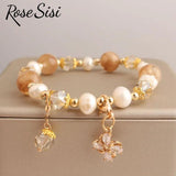 Charm Pearl Bracelet with Crystal Pendant for Women