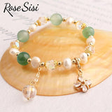 Charm Pearl Bracelet with Crystal Pendant for Women