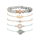 Bohemian Rope Chain Bracelet Set Tortoise Shell Crab Heart Crystal Charm Bangle