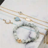 Bohemian Rope Chain Bracelet Set Tortoise Shell Crab Heart Crystal Charm Bangle