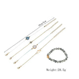Bohemian Rope Chain Bracelet Set Tortoise Shell Crab Heart Crystal Charm Bangle