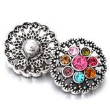 6pcs Crystal Flower Metal Snap Buttons For Snap Bracelet DIY Jewelry