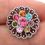 6pcs Crystal Flower Metal Snap Buttons For Snap Bracelet DIY Jewelry